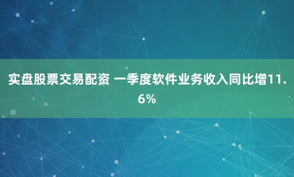 实盘股票交易配资 一季度软件业务收入同比增11.6%